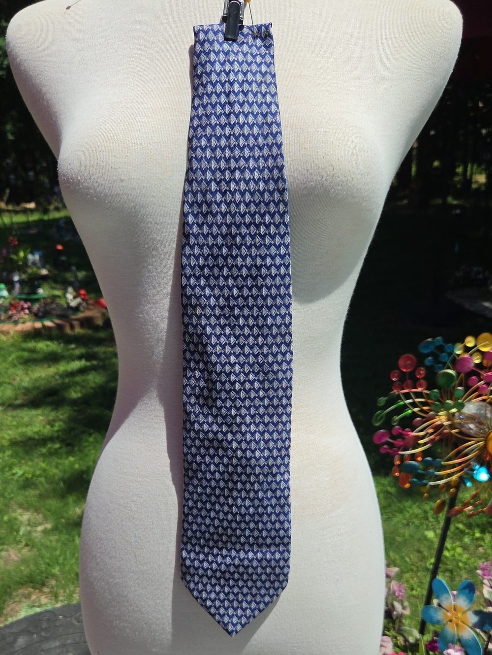 Stafford Blue Geometric Silk Tie